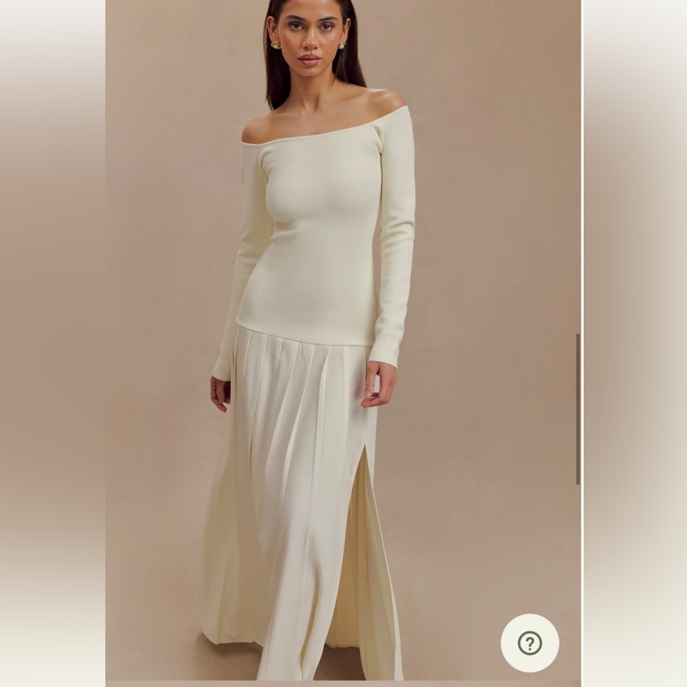 MESHKI Knit Off Shoulder Maxi Dress - Ivory - Picture 3 of 5